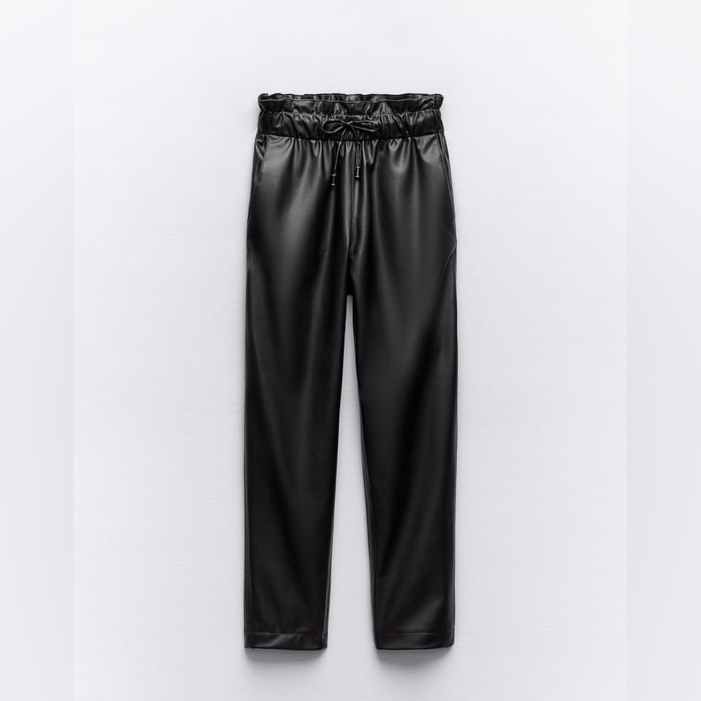 Faux leather baggy pants